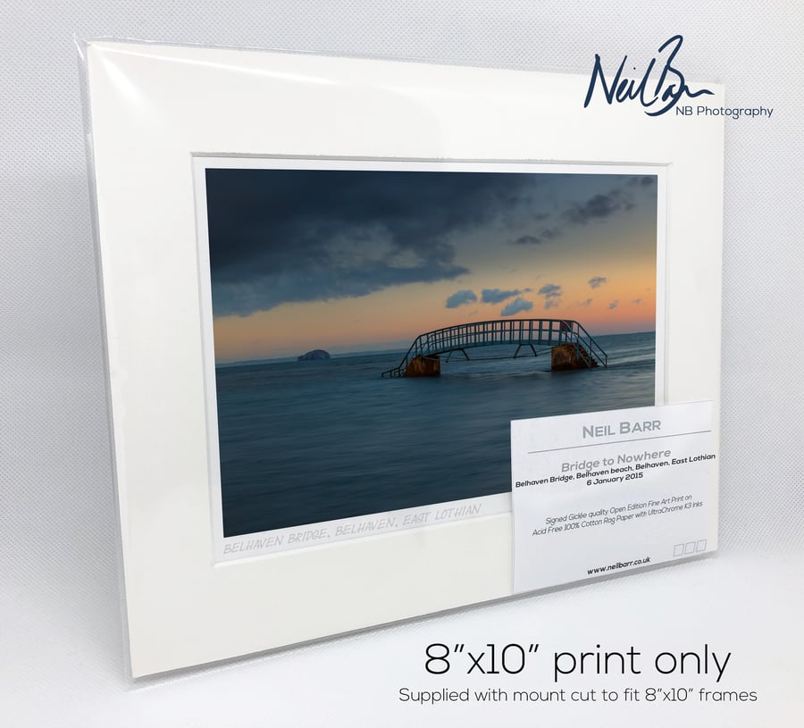 The Bridge to Nowhere, Belhaven & Bass Rock - A5 (10" x 8") Unframed Print