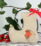 SALE 2026 - ELF CHRISTMAS STOCKING TREE DECORATION - robin, checked - Image 4