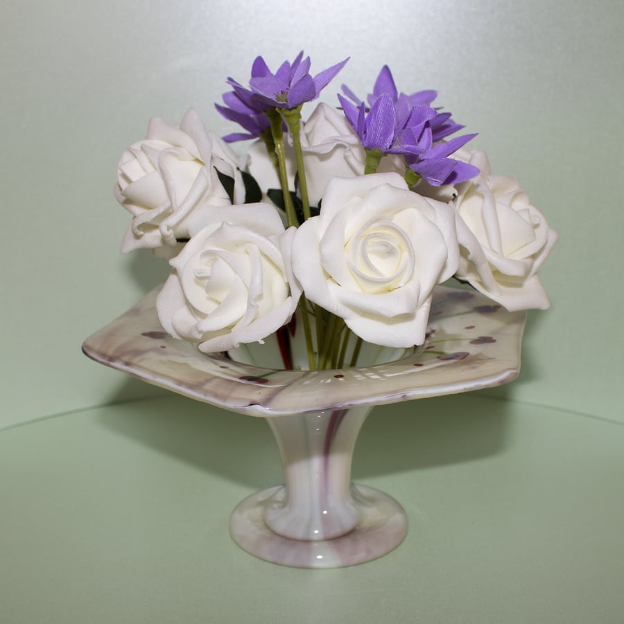Streaky Browns & Cream Posy Vase with Poppies - 9081