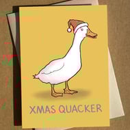 Christmas Cracker Duck Pun Card A6 - Funny Christmas Card - Card for Vegetarian 