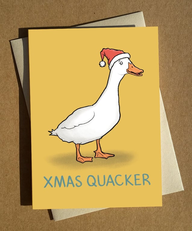 Christmas Cracker Duck Pun Card A6 - Funny Christmas Card - Card for Vegetarian 