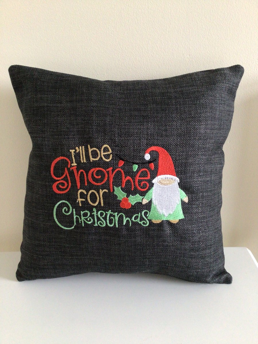 Gnome Christmas cushion. Grey.