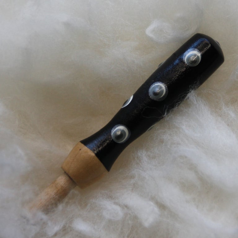 Hand painted black and silver spotty dotty needle grip tool for needle felting
