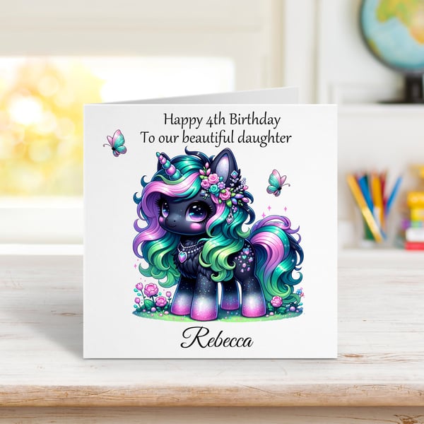 Personalised Cute Baby Unicorn Birthday Card. Design 5