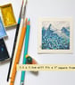 Miniature landscape painting - Mountain scene with blue flowers - Image 3