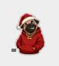 Funny Christmas Sticker Vinyl Xmas Decal For Adults - Pug Wearing Hoodie - Image 1