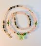  Butterfly, Rose Quartz, Moss Agate & Swarovski Crystal Necklace - Free UK P&P. - Image 1