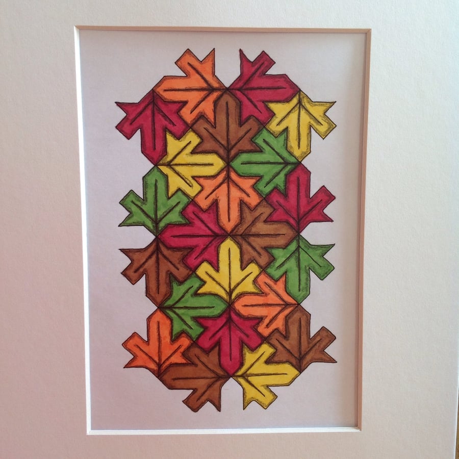 Tessellating Autumn Leaves Original Drawing
