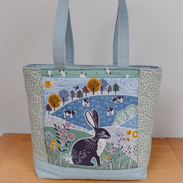 Green and Cream Rabbit Shopping Bag