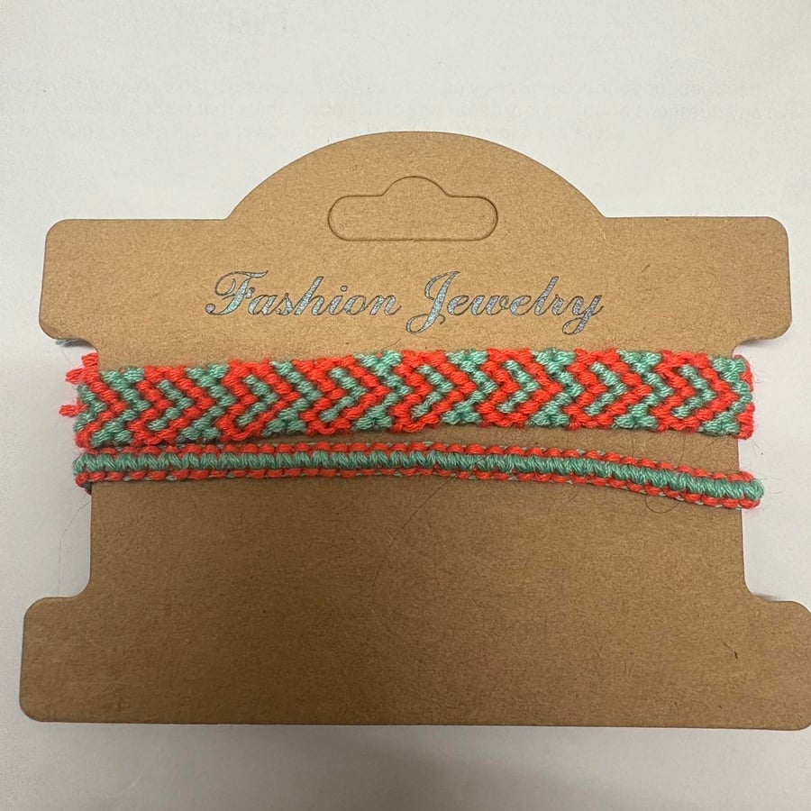 Teal and orange bracelet set 