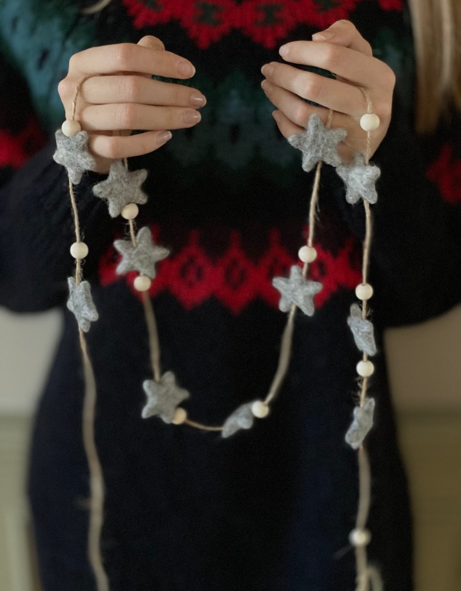 Planet Friendly Needle Felt Star Garland