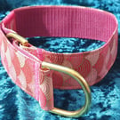 Seigaiha Pink & Gold Martingale Collar – Medium (14–18") With Solid Brass D Ring