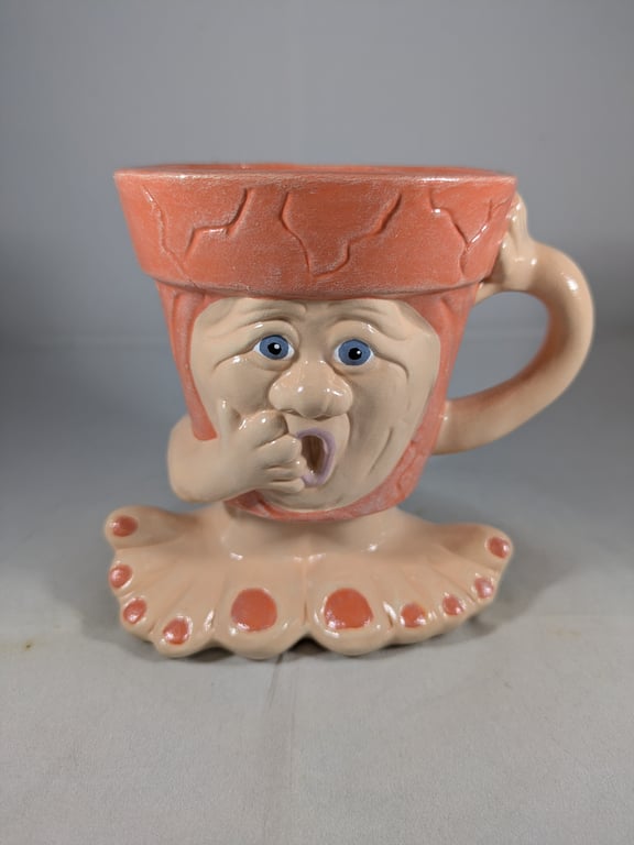 Small Orange Ceramic Garden Plant Flower Herb Pot Mug Candle Tea Light Container