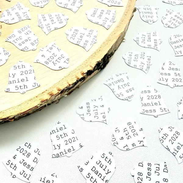 White Personalised Wedding Bell Confetti, Any Wording, Wedding, Bridal Shower 