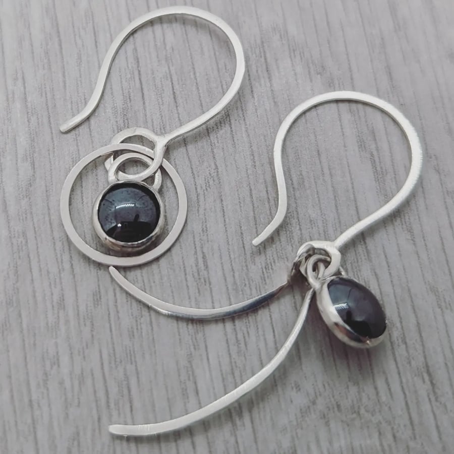 Silver Hematite Mismatched Earrings