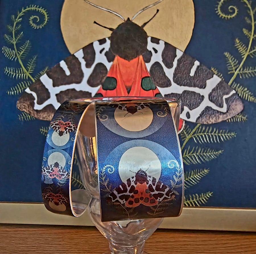 Garden Tiger Moth Wide Aluminium Cuff 