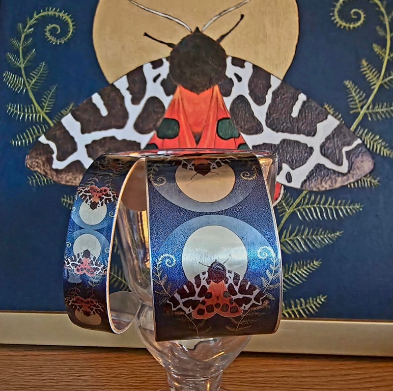 Garden Tiger Moth Wide Aluminium Cuff 