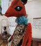 Primitive textile art Fox sculpture, textile art, vintage style, home decor - Image 10