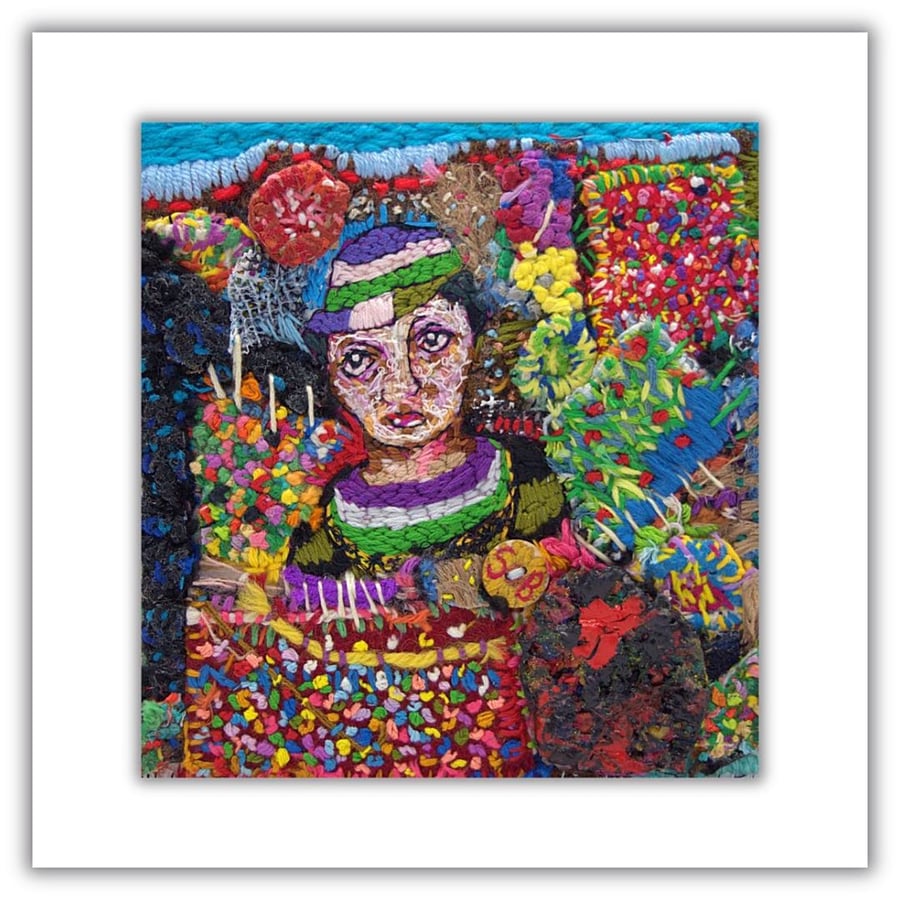 Original needlework - feminist art - framed textiles - hand stitched