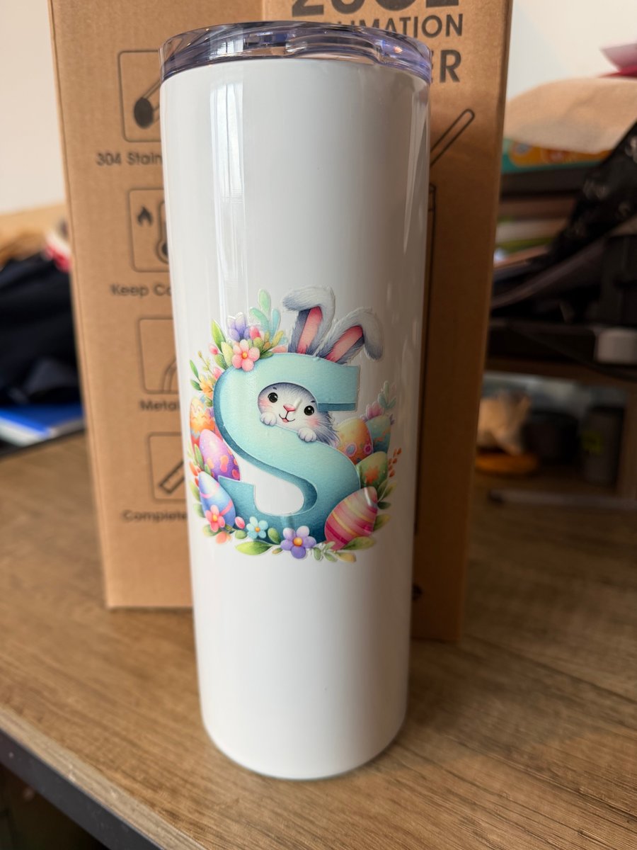 Easter bunny Tumbler letter S