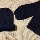 DARK NAVY BLUE GLITTER ADULT UNISEX HAT AND SCARF SET