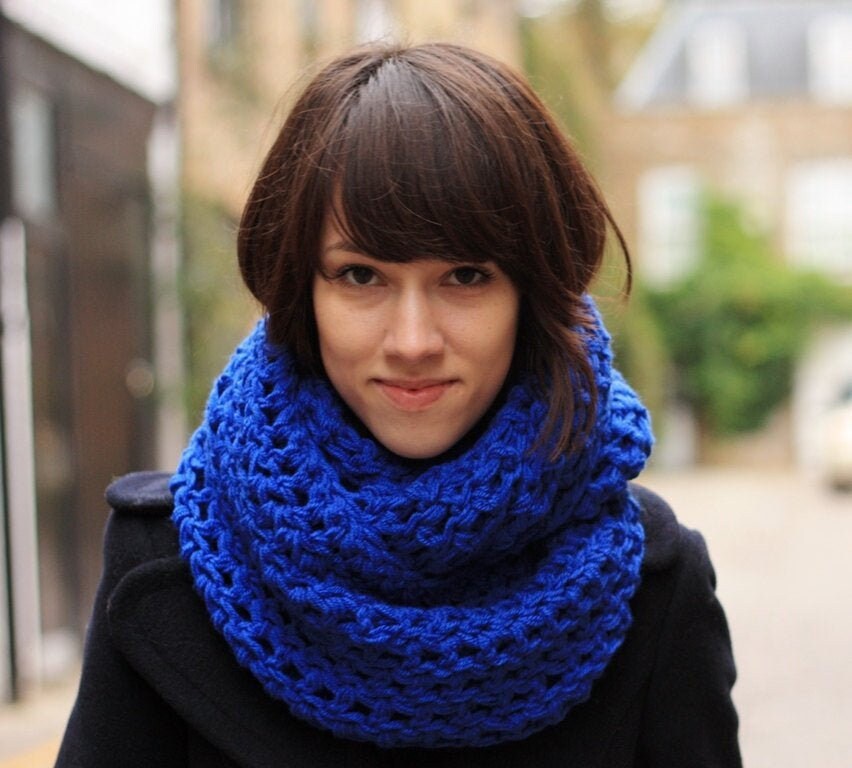 Royal Blue Cowl Neck Scarf Snood