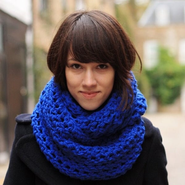 Royal Blue Cowl Neck Scarf Snood