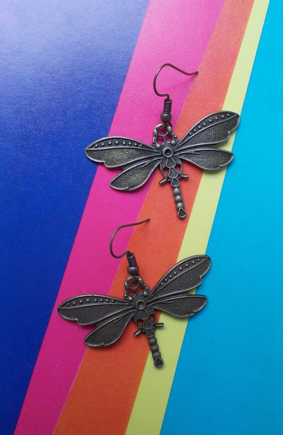 Antique Gold Dragonfly Earrings