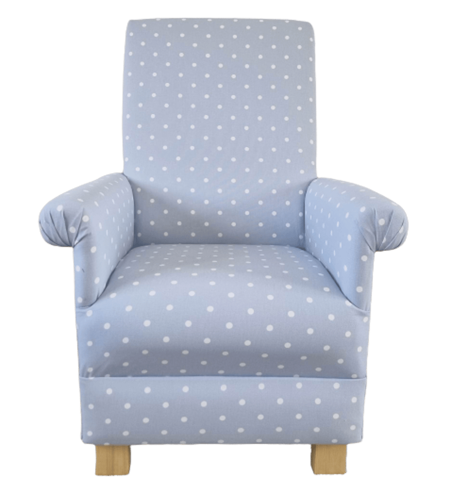 Clarke Blue Dotty Spot Fabric Child's Chair Kid's Armchair Boys Bedroom Nursery