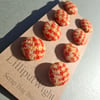 Set of eight scrap bag buttons - orange and yellow Harris Tweed