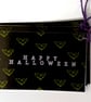 5 handmade Bat halloween gift tags, black, green,purple