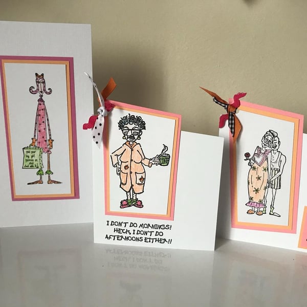Set of 5 Cheeky Cards - blank for your own message - Folksy