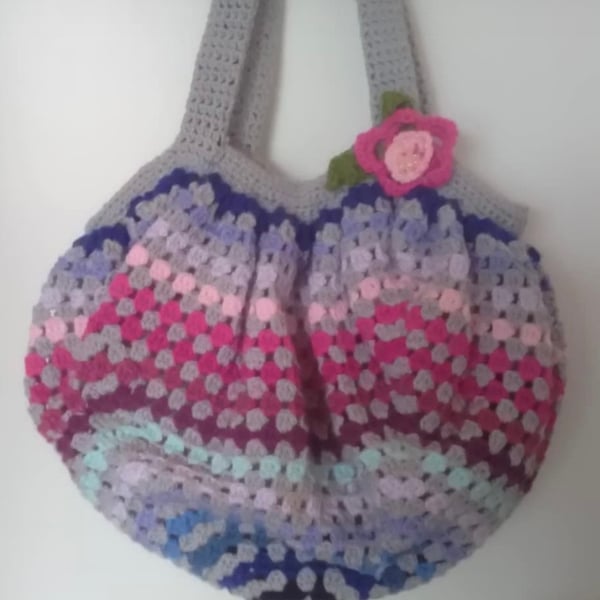 Pretty crochet bag comfy to "sling over your shoulder" 
