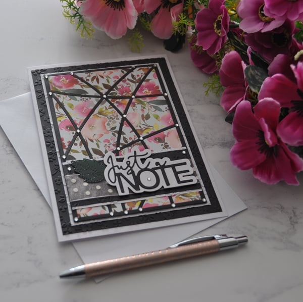 Just A Note Card Modern Pink Watercolour Flowers 3D Luxury Handmade Card