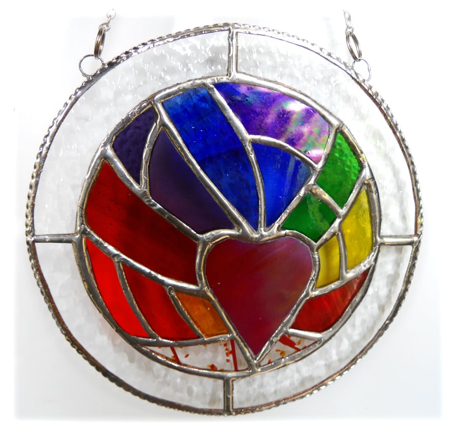  Rainbow Heart Ring Stained Glass Suncatcher Way to My Heart