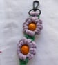 Handmade Macramé Flower Bag Charm Fidget Keyring - Image 2
