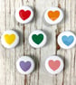 Heart pin badges in a rainbow of colours. Love Emoji pin's Small 25mm, large 38m - Image 1