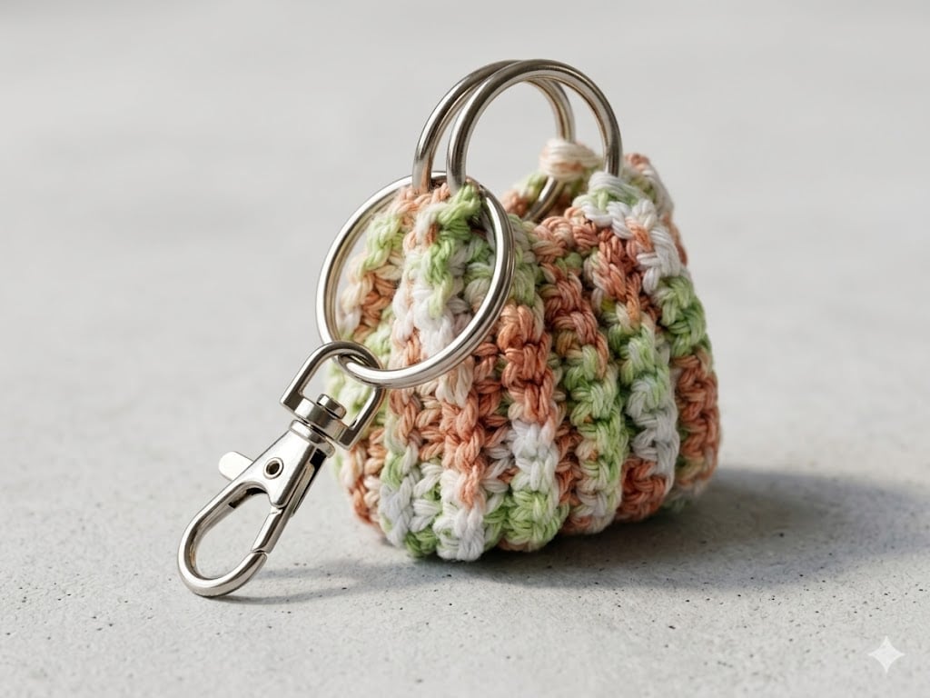 Mini crochet purse bag charm keyring