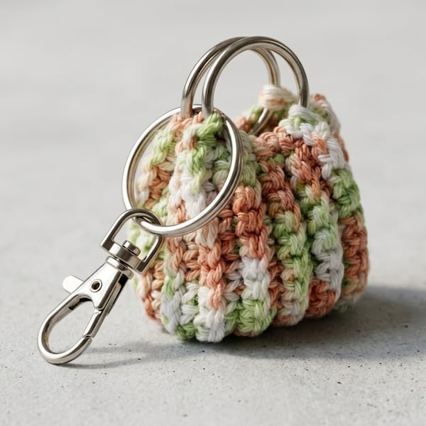 Mini crochet purse bag charm keyring