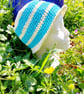 Raffia Bucket Hat, Blue and Cream - Summer Seconds