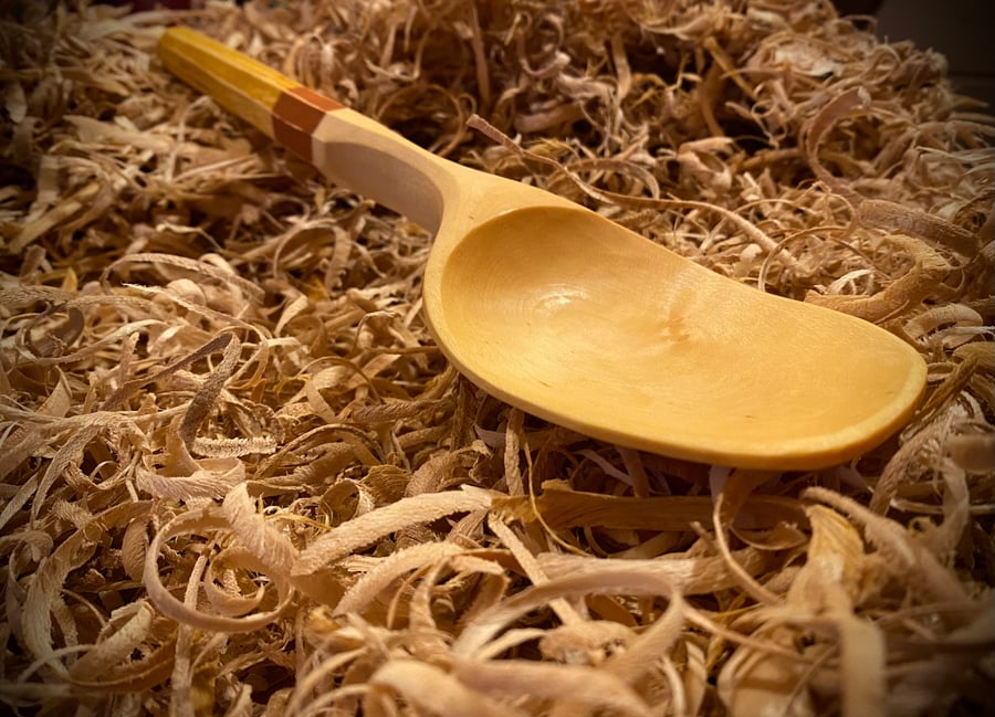 Sycamore Wood Serving Spoon with painted handle