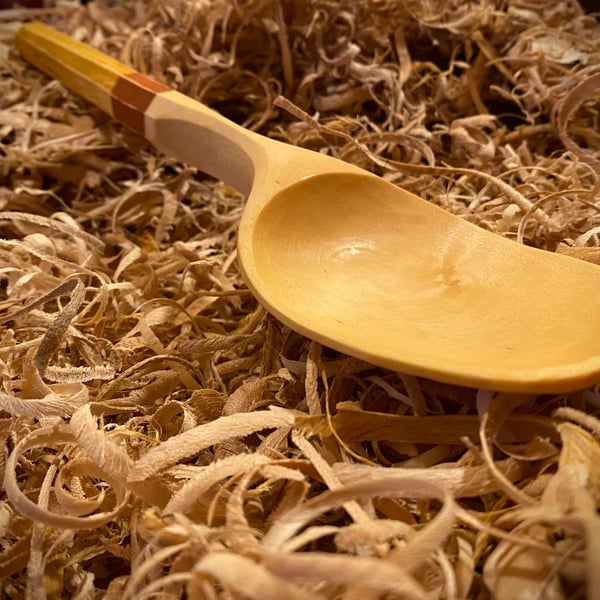 Sycamore Wood Serving Spoon with painted handle