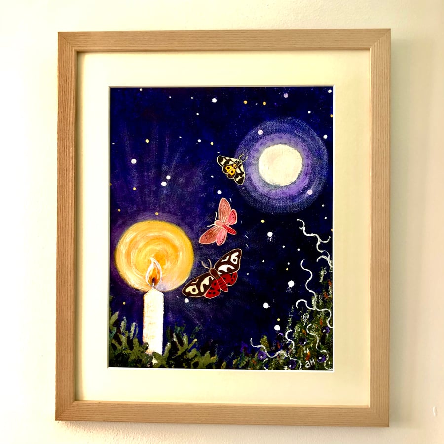 'DRAWN TO THE LIGHT' ORIGINAL FRAMED ACRYLIC PAINTING