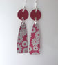 Red flower print earrings 