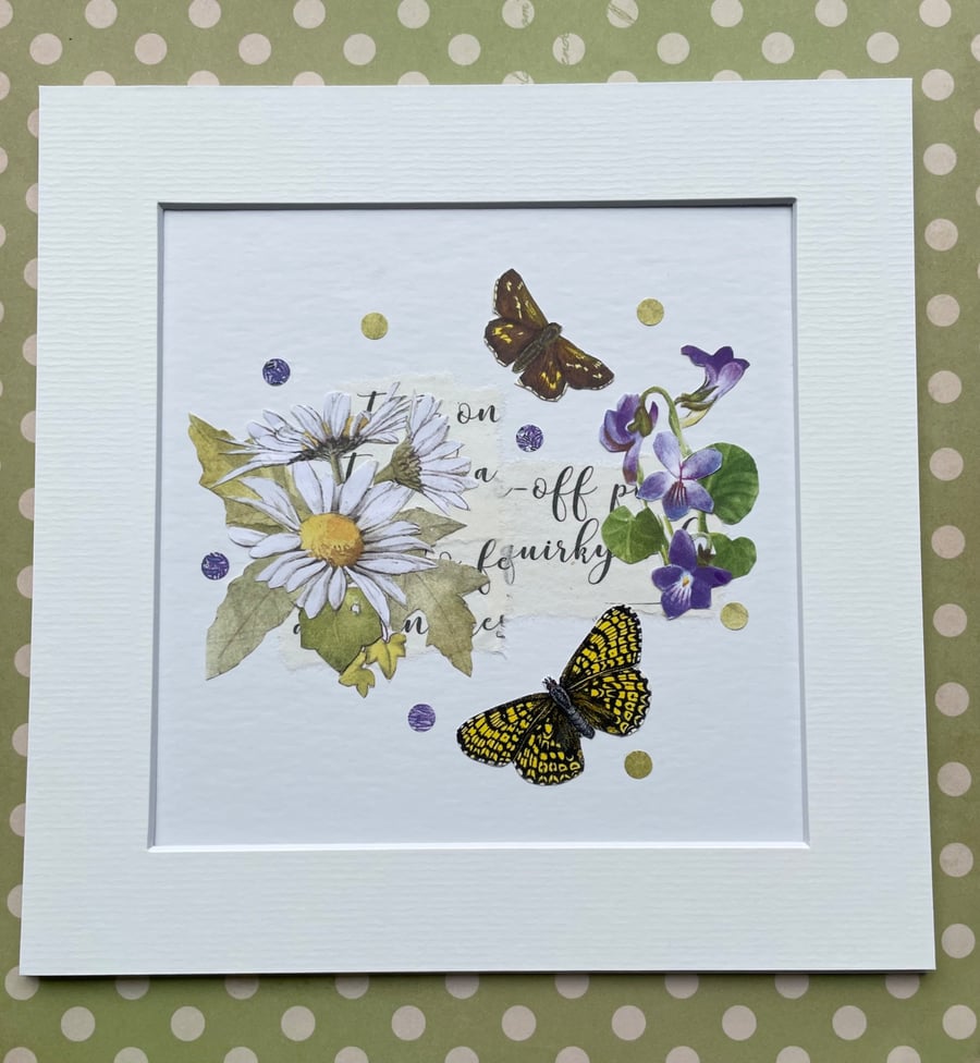 Handcrafted Collage of British Butterflies