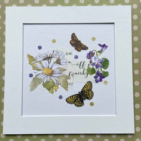 Handcrafted Collage of British Butterflies