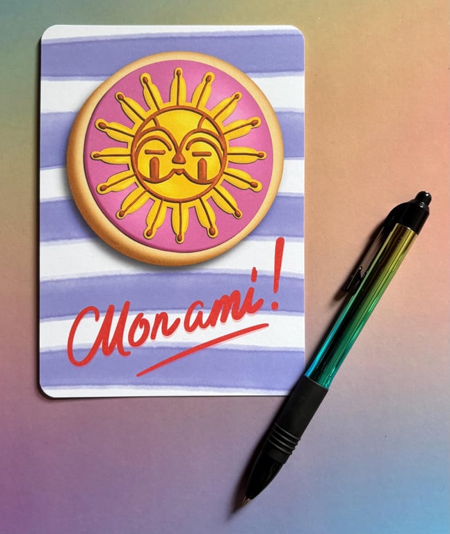 Clair Obscur Esquie illustrated postcard Mon ami (mini print)