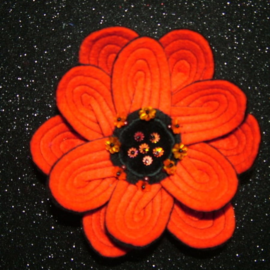 ORANGE FELT FLOWER CORSAGE