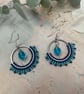 Handmade Blue & Turquoise Beaded Hoop Earrings, boho jewellery , gift for her  - Image 3