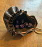 Brown leather drawstring dice bag - coin pouch - Image 2
